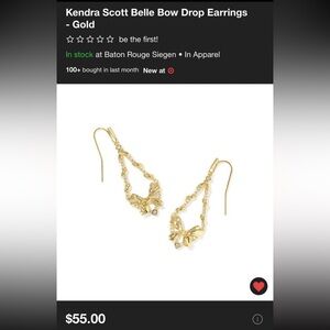 Kendra Scott Gold Belle Bow Drop Earrings